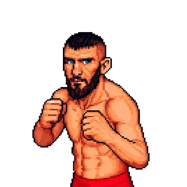 Logo en pixel art del canal Knockout Lab de YouTube, enfocado en artes marciales y peleas.